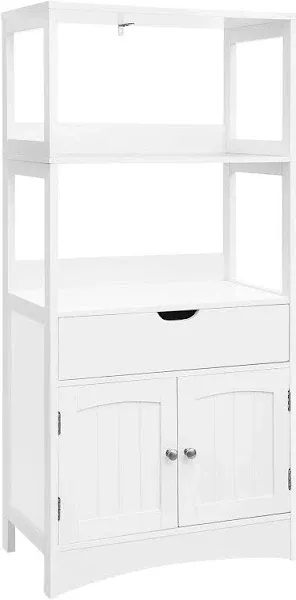 VASAGLE Bathroom Storage Cabinet with Drawer, 2 Open Shelves, and Door Cupboard