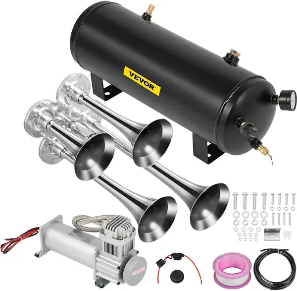 VEVOR Train Horns Kit For Trucks Train Horn Kit 150db 2.6 Gal/10L Train Air Horn Kit For Truck 12V Train Horn For Complete Kit 200PSI Train Horn