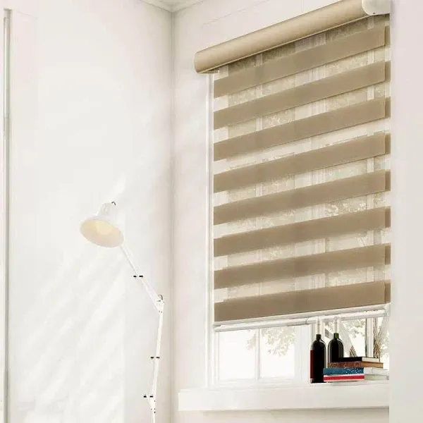 Chicology Dual Layer Privacy Free Stop Cordless Zebra Roller Shades