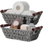 GRANNY SAYS Wicker Storage Baskets, Waterproof Wicker Basket with Handles, Woven Storage Bins for Pantry, Brown, 2-Pack