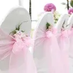 Bit.fly 25 Pcs Organza Chair Sashes for Wedding Banquet Party Decoration Chair Bows Ties Chair Cover Bands Event Supplies - Light Pink