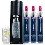 SodaStream Terra Sparkling Water Maker Bundle in Black - Includes 3-Pack CO2 and Carbonating Bottle