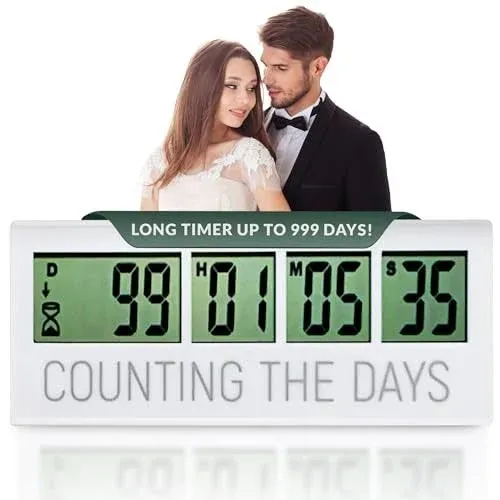 Counting the Days Countdown Clock - Up to 999 Days LCD Digital Timer - Easy t...