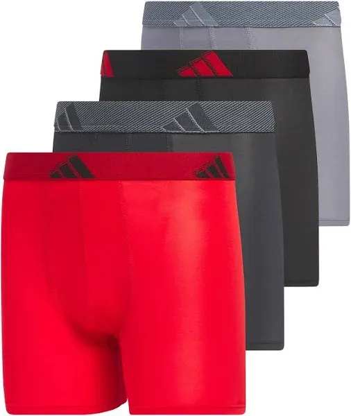 Adidas Youth Performance Boxer Briefs - 4-Pack Scarlet Red/Black/Grey / S