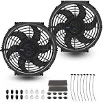 10 Inch Universal Slim Fan Push Pull Electric Radiator 12V 80W High Performance Cooling Fan Mount Kit Black 2 Pcs