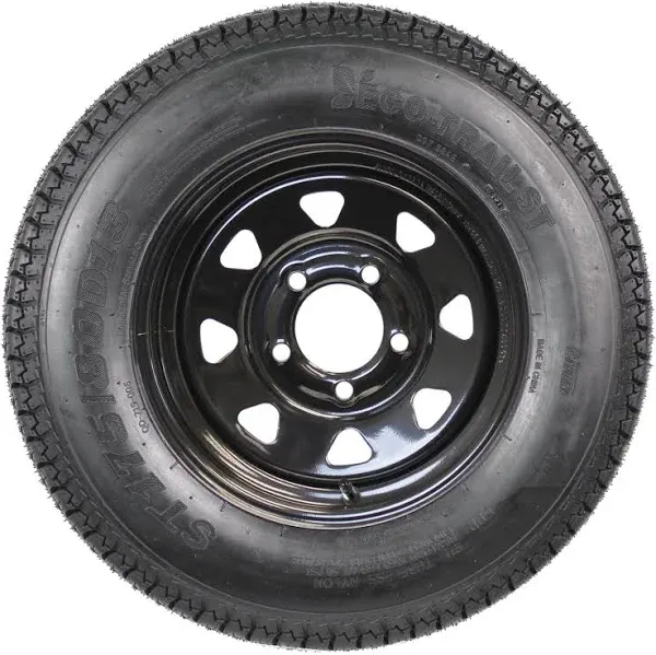 Trailer Tire On Rim Bias Ply ST175/80D13 175/80 D 13 LRC 5-4.5 Black Spoke Wheel