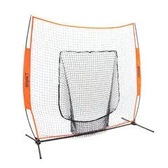 Bownet Original Big Mouth (7' x 7') Baseball Softball Hitting Pitching Net - Durable Powder-Coated Steel Frame - Portable Sport Practice Net - Easy Setup - Portable with Travel Bag (Orange)