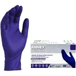 Ammex Professional Nitrile Exam Gloves, Powder-Free, 3 mil, X-Large, Indigo, 100/Box