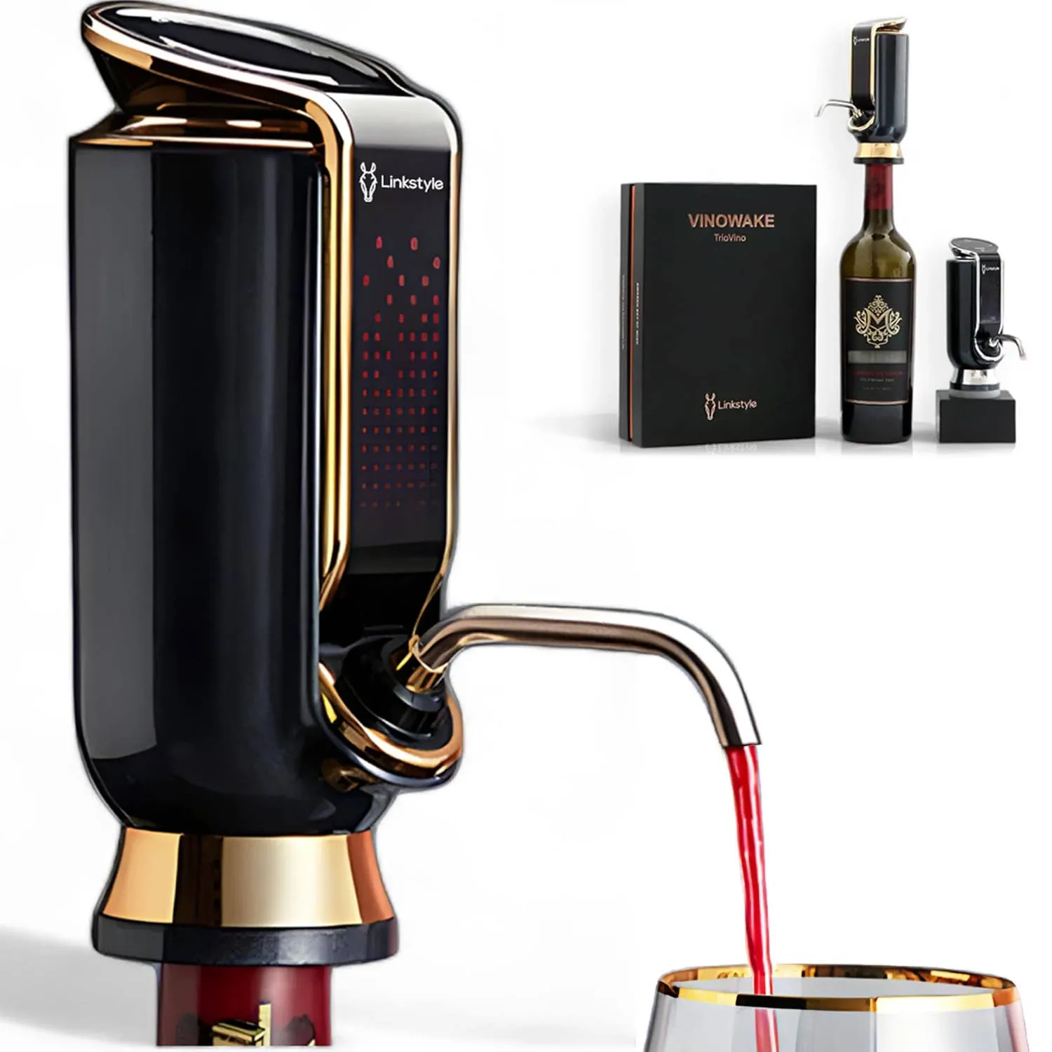 LINKSTYLE TRIOVINO, Luxurious 3-in-1 Electric Wine Dispenser, Saver, and Aerator