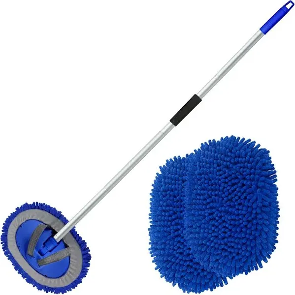 62&#034; Microfiber Car Wash Brush with Long Handle Car Washing Mop Kit Mitt Sponge  