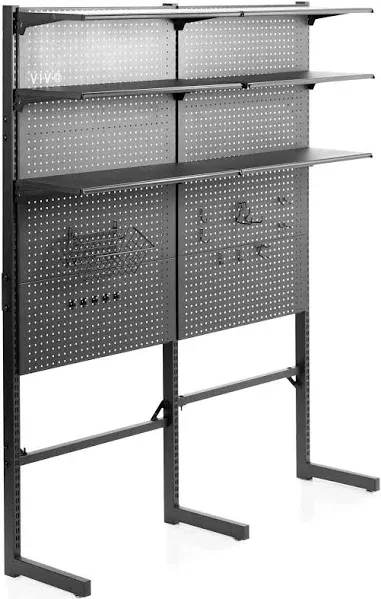 VIVO Freestanding Modular Steel Pegboard System, 74 inch High Magnetic Accessory Organizer for Home and Office, Black, PP-2-PB058