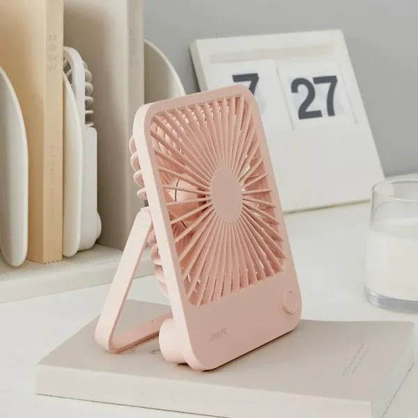 JISULIFE Small Desk Fan Battery Operated Small Fan，180° Foldable Portable Fan, 4 Speeds Adjustable Ultra Quiet for Home Office Travel Outdoor-White