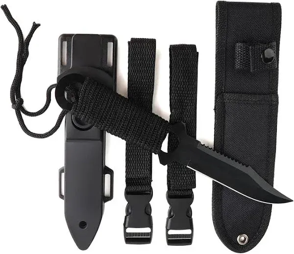 GASHER Scuba Diving Knife with Leg Straps & Sheath, Razor Sharp - Lightweight Diving Equipment for Spearfishing, Snorkeling, Hunting, Rescue & Water Sports