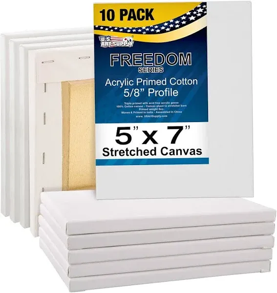 5 x 7 inch Super Value Quality Acid Free 12-Ounce Stretched Canvas 10-Pack