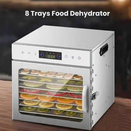 8-Tray Stainless Steel Food Dehydrators with Digital Timer and Temperature Control