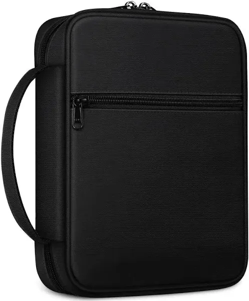 FINPAC Bible Cover, Carrying Book Case Church Bag Bible Protective with Handle and Zippered Pocket, Perfect Gift for Mother Kids Girls Women (Black)