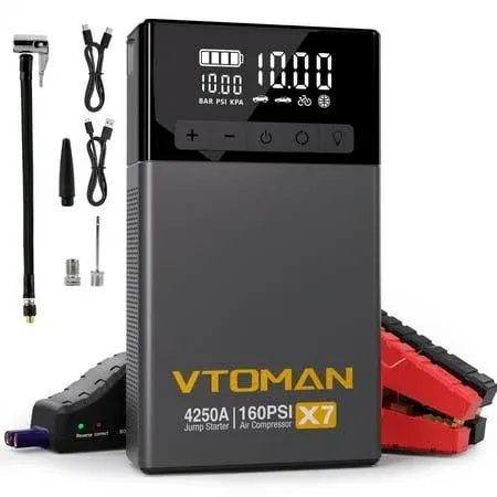 VTOMAN 4250A Jump Starter with Air Compressor Power Bank Battery Charger Booster