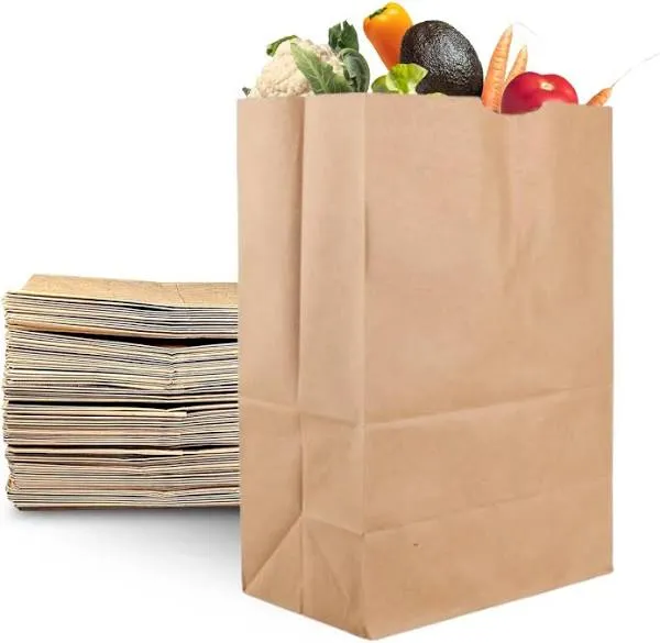 PrimeSaver Large Paper Grocery Bags, 12x7x17 Kraft Brown Heavy Duty Sack 57 lbs Basis Weigh