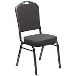 Emma + Oliver Crown Back Stacking Banquet Chair, Gray Fabric/Silver Vein Frame