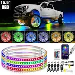 Nilight 4pcs 15.5inch LED Wheel Ring Lights RGB with App and Remote Control Neon Wheel Rim Lights Million Colors w/Turn Signal and Braking Function