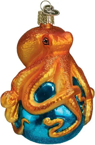 Old World Christmas Ornaments: Sea and Water Animals Glass Blown Ornaments for Christmas Tree, Octopus