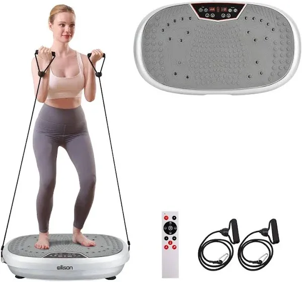 EILISON FitMax 3D XL Vibration Plate Exercise Machine - Whole Body Workout Vibration Platform w/Loop Bands - Lymphatic Drainage Machine for Weight Loss, Shaping, Wellness, Recovery