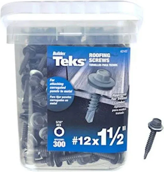 Teks #12 x 1-1/2 in. HEX Washer Head Drill PT Metal-to-Metal Roofing Screws 300CT