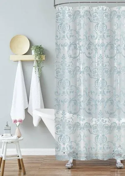 Laura Ashley Aqua Halsted 70x72 PEVA Shower Curtain - Bed Bath & Beyond - 34941432