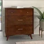 Alpine Furniture Flynn Mid Century Wood 3 Drawer Accent Chest in Walnut (Brown)