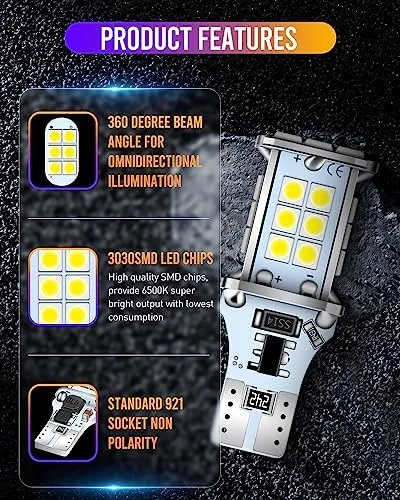 LUYED 921 912 LED Bulb Xenon White for Backup Reverse Lights 3100 Lumens 300% Br