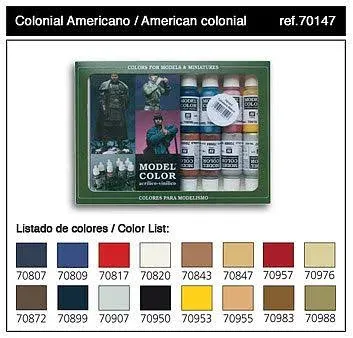 Vallejo Model Color 70147 SET 16 COLORS AMERICAN COLONIAL Acrylic Paint Kit 17ml