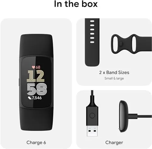 Charge 6 Fitness Tracker with Google Apps, Heart Rate on Exercise Equipment, 6-M