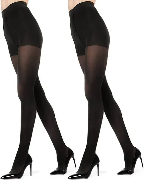 2 Pairs Women's Perfectly Opaque Control Top Microfiber Tights