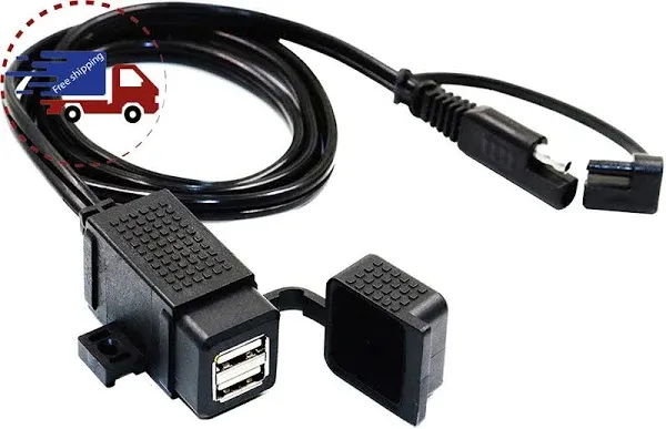 MOTOPOWER MP0609C 3.1Amp Waterproof Motorcycle Dual USB Charger Kit SAE to USB A