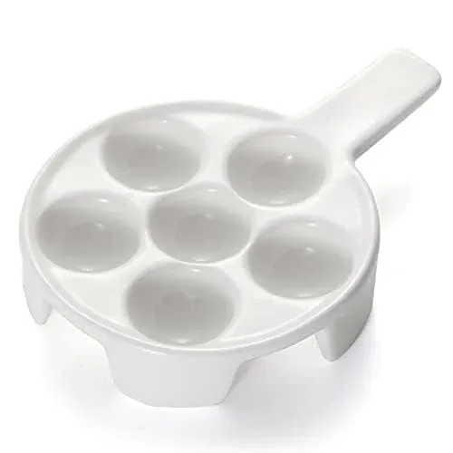 Ceramic Escargot Plates with Handle Footed Dishes Escargot Baking Dish 6 Holes Snail Plates for Home Restaurant Hotel (6 Holes)