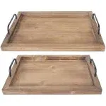 Wooden Board with Metal Handles Stylish Farmhouse Decor Serving Platters