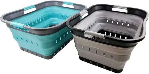 42L (11 gallon) Set of 2 Collapsible Plastic Laundry Basket - Foldable Pop Up...