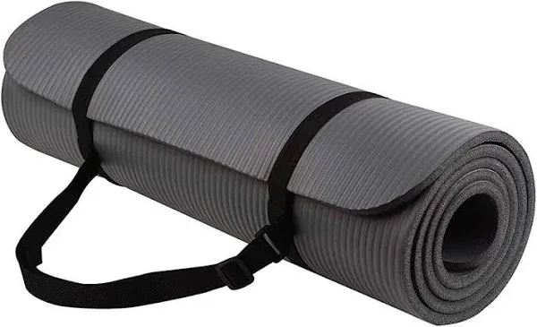 1 Pc of 1"" Extra Thick Exercise Fitness Yoga Mat with Carry Strap, Blue