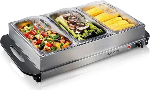 NutriChef 3 Tray Buffet Server & Hot Plate Food Warmer