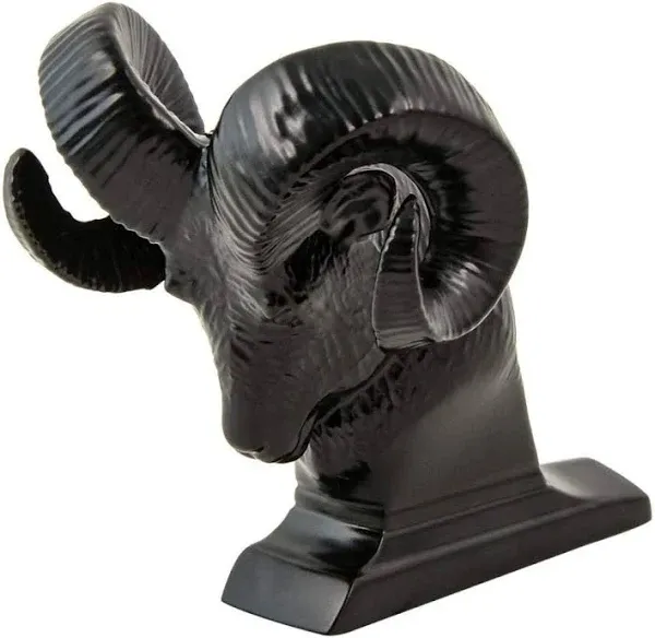 GG Grand General 48050 Matte Black Powder Coated Ram's Head Hood Ornament