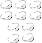 MIAO JIN 10 Pcs 25 mm Adjustable Round Cabochon Bezel Tray Blank Bangle for Crafting DIY Bracelets Making(Silver)