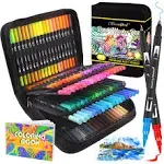 Oficrafted Brush Pens, 105 Colors Dual Tip Markers for Adult Coloring Books, Note Taking and Lettering