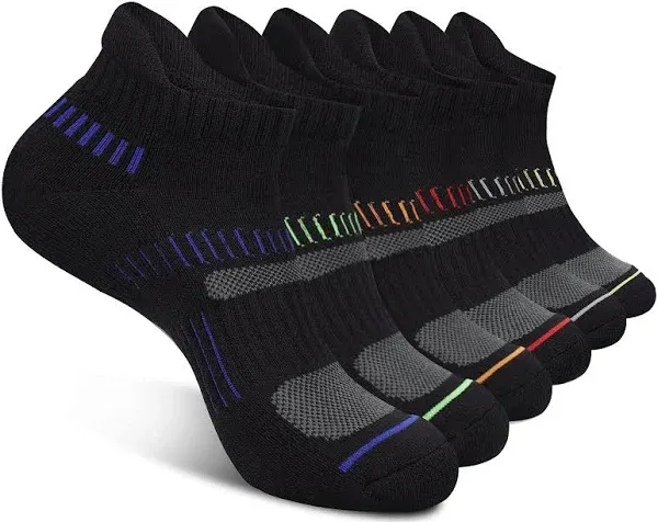 COOPLUS Mens Cotton Athletic Ankle Socks Performance Cushioned