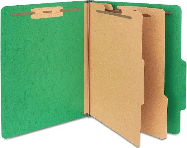 Staples Moisture Resistant Classification Folder, 2-Dividers, 2.5" Expansion, Letter size, Green, 10/Box (ST614621-CC)