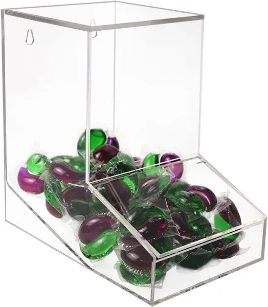 Laundry Pods Container, Acrylic Candy Dispenser with 2 Lid, Transparent 