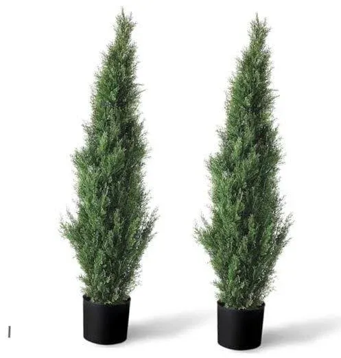 TRESIL Set of 2 Pre-Potted Faux Cedar Tree