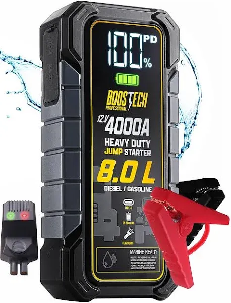 Boostech Jump Starter – 4000A Battery Charger Car Jump Starter – 12V Portable Battery Jump Starter for Car – USB-Rechargeable Battery Booster Jump