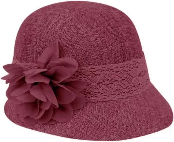 Women&#x27;s Gatsby Linen Cloche Hat Burgundy