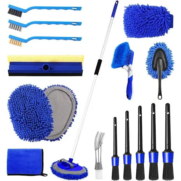 62&#039;&#039; Car Wash Brush Kit Mitt Mop Sponge with Long Handle, 1 Chenille Scratch-Fre