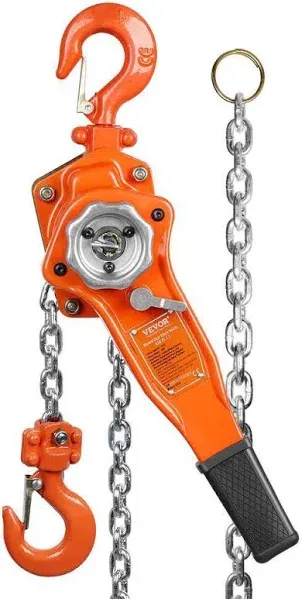 VEVOR Manual Lever Chain Hoist 3/4 Ton 1650 lbs Capacity 10 ft Come Along G80 Galvanized Carbon Steel with Weston Double-Pawl Brake Auto Chain